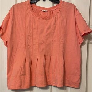 Pilcro Orange Boxy Blouse with Bib Collar
